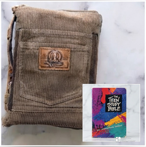 Vintage 1993 NIV Teen Study Bible With Handmade Corduroy Cover
