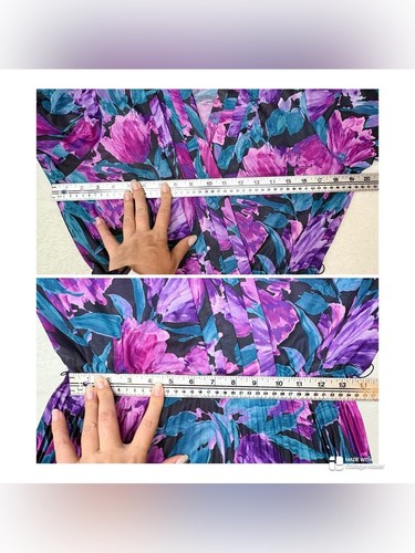 Vintage 80s Dallairds Purple Floral Pleated Midi Dress Sz 10 - photo 3