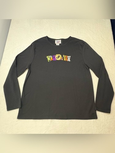 Classic Editions Black Embroidered Halloween Witch Top XL - photo 2