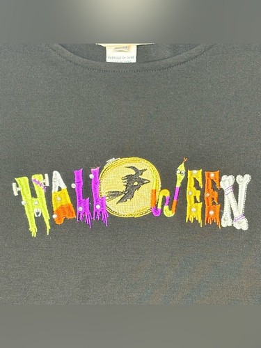 Classic Editions Black Embroidered Halloween Witch Top XL - photo 3
