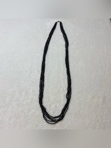 Vintage Multi Strand Black Seed Bead Long Statement Necklace - photo 2