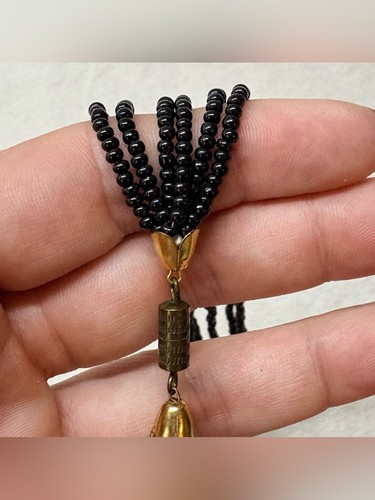 Vintage Multi Strand Black Seed Bead Long Statement Necklace - photo 4