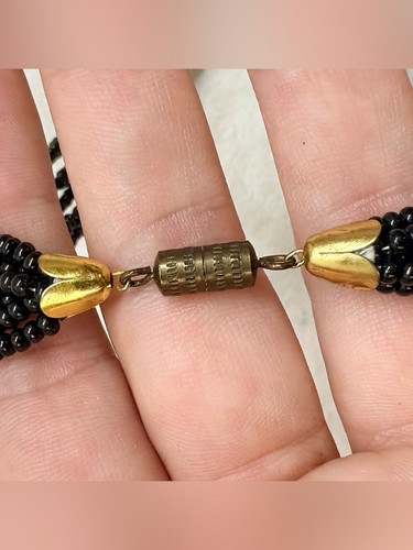 Vintage Multi Strand Black Seed Bead Long Statement Necklace - photo 5