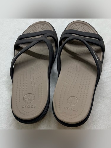 Crocs Brooklyn Low Wedge Black Strappy Sandals Size 9 - photo 4