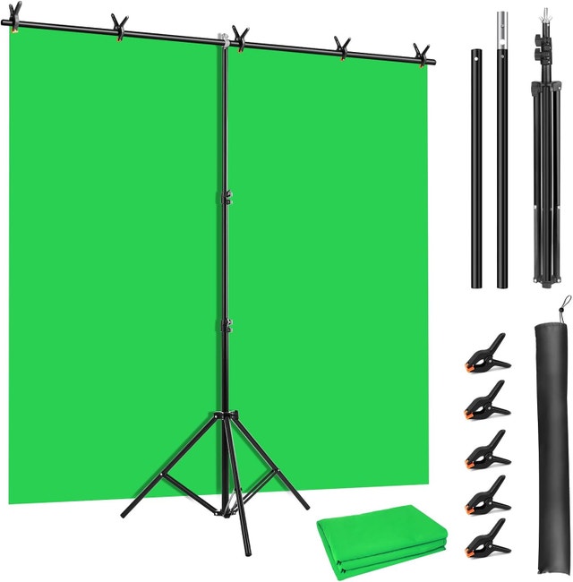 NEW Xamanabu T-Stand Kit 5x6.5ft w Green Screen Backdrop