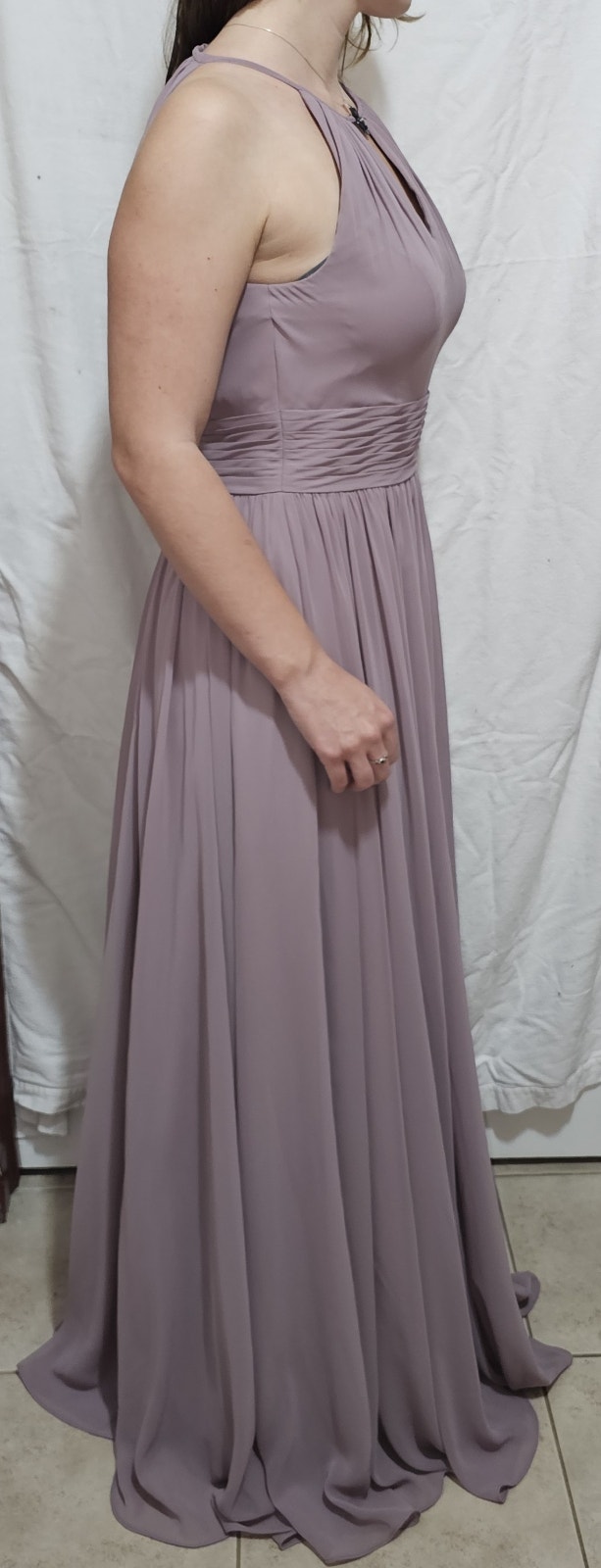 Azazaie Women's Size 8 Dusk A-Line Keyhole Ruched Chiffon Dress - photo 3
