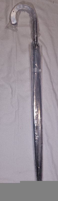 NEW Auto Open Clear Bubble Umbrella w Clear/SILVER Crook Handles - photo 3