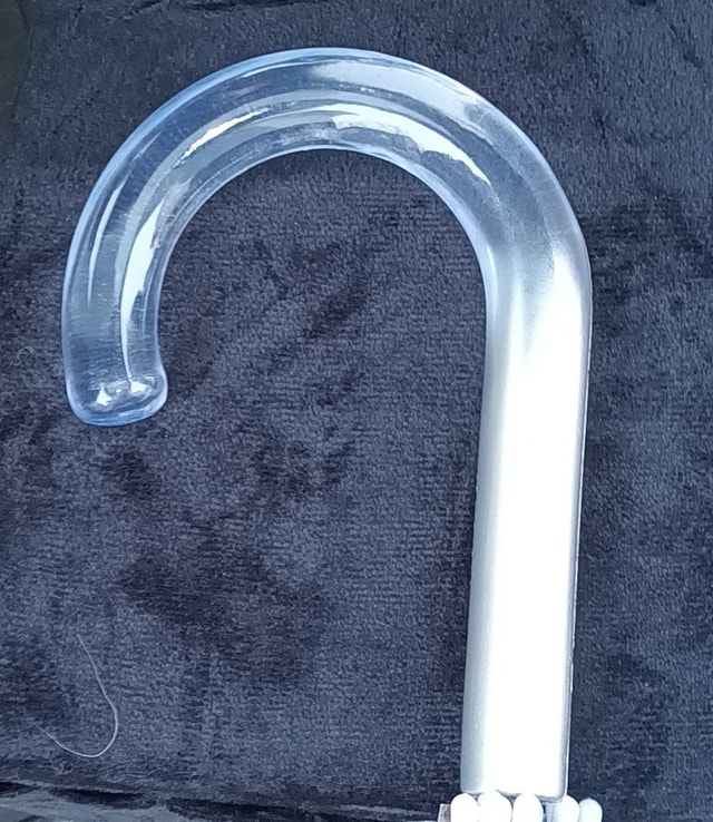 NEW Auto Open Clear Bubble Umbrella w Clear/SILVER Crook Handles - photo 5