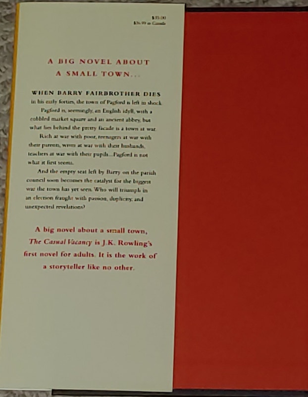 The Casual Vacancy by J.K. Rowling Hardcover with Slip Cover - photo 2