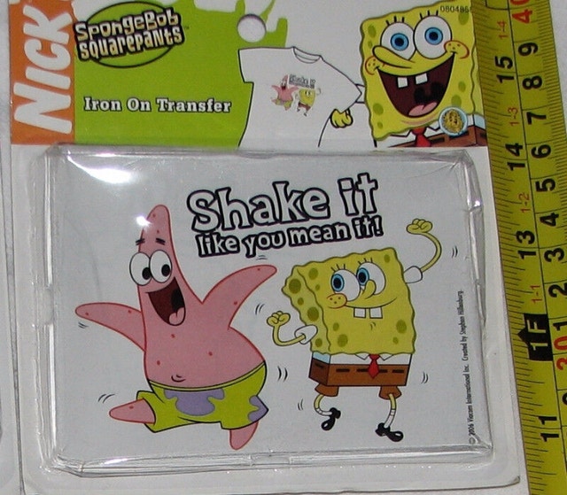 Sponge Bob Square Pants Iron On "Shake It" - NEW