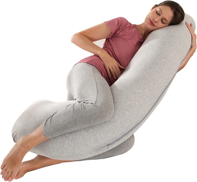NEW 47" Grey Wndy's Dream Maternity Pregnancy Pillow J Shaped