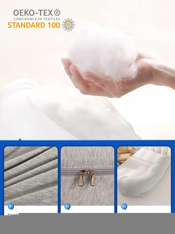 NEW 47" Grey Wndy's Dream Maternity Pregnancy Pillow J Shaped - photo 4