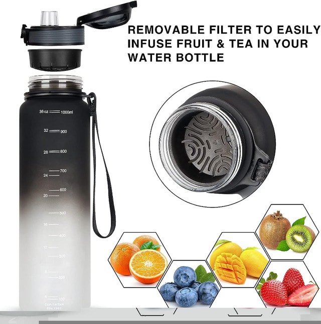 NEW 32 oz Water Bottle with Scale Marker, 1Liter Large Capacity - photo 4