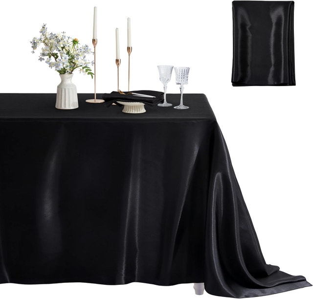 8 NEW Black 60x102" Satin Rectangle Dining Table Cloths