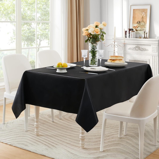 8 NEW Black 60x102" Satin Rectangle Dining Table Cloths - photo 2