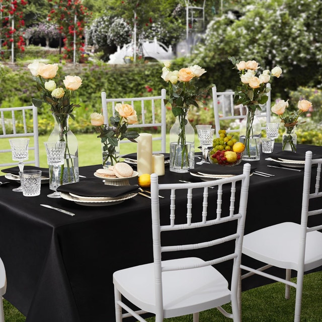 8 NEW Black 60x102" Satin Rectangle Dining Table Cloths - photo 3