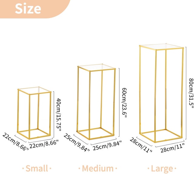 NUPTIO 3 Pcs Tall Gold Table Vases for Centerpieces with Acrylic - photo 2