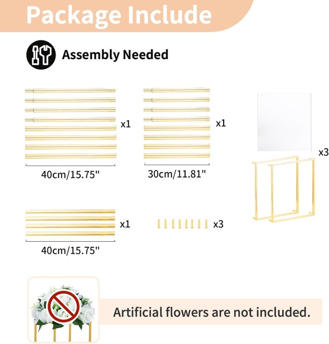 NUPTIO 3 Pcs Tall Gold Table Vases for Centerpieces with Acrylic - photo 5