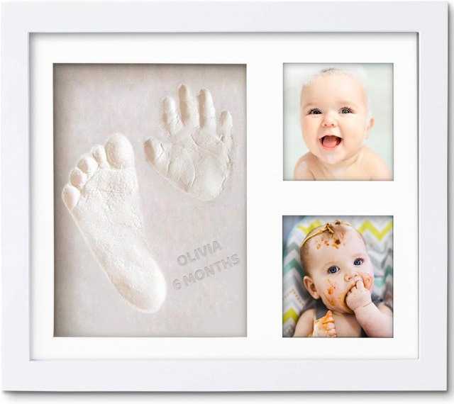 NEW Little Hippo Baby Footprint Kit & Keepsake, Black Frame
