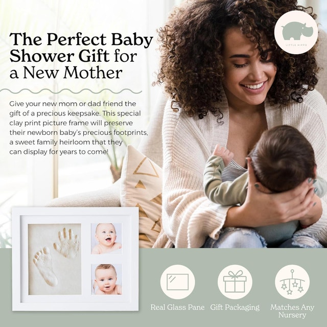 NEW Little Hippo Baby Footprint Kit & Keepsake, Black Frame - photo 4