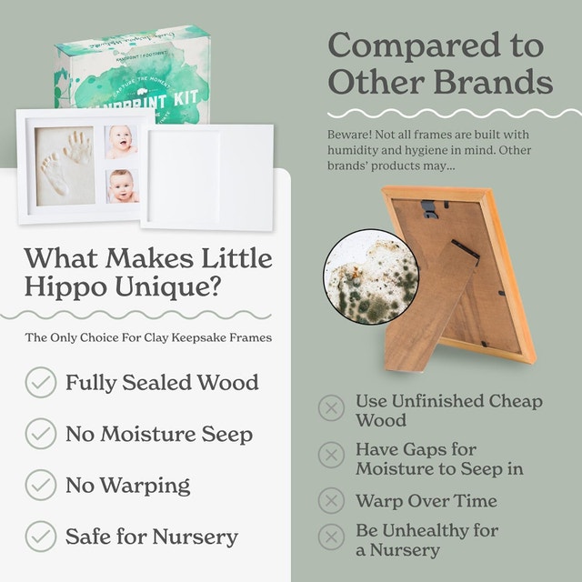 NEW Little Hippo Baby Footprint Kit & Keepsake, Black Frame - photo 5