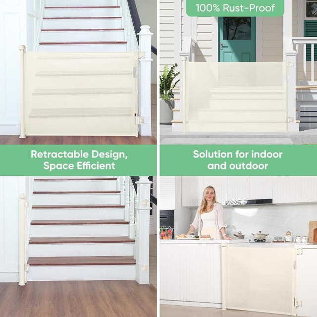 NEW Likzest BEIGE Retractable Baby Pet Mesh Gate 33" Tall x 55"W - photo 3