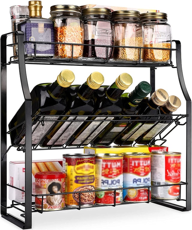 NEW Black WEIKER Rack Organizer – Seasoning Jars Basket, 3 Tiers