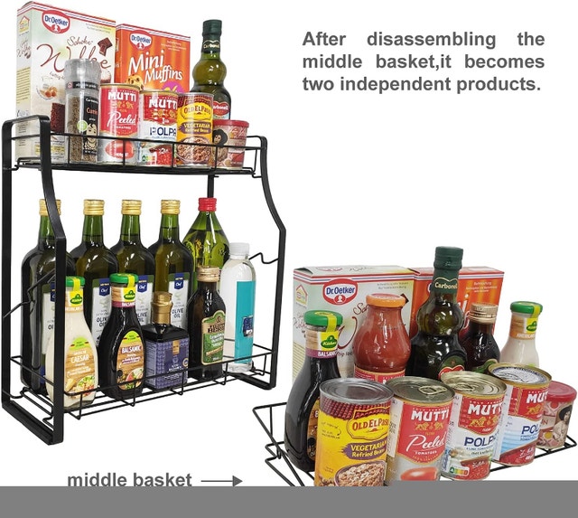 NEW Black WEIKER Rack Organizer – Seasoning Jars Basket, 3 Tiers - photo 2