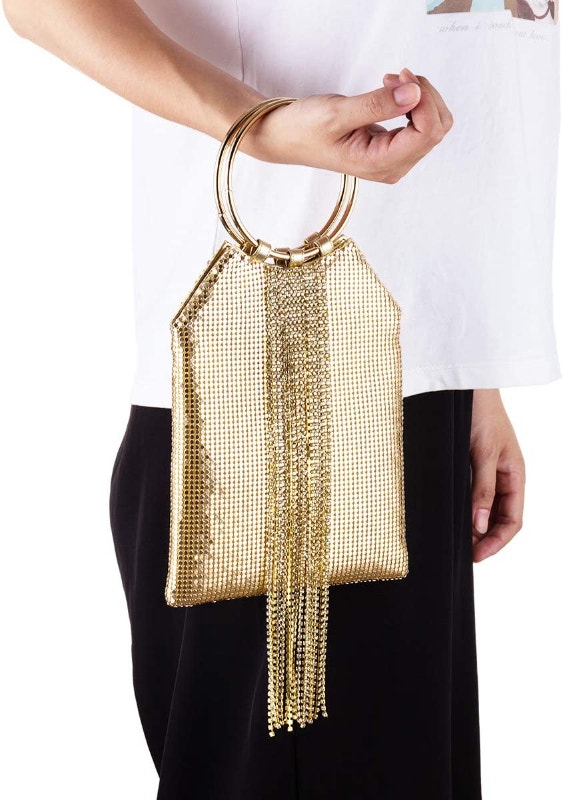 NEW Bracelet Ring Handle Cocktail Party Wedding Clutch Crystals
