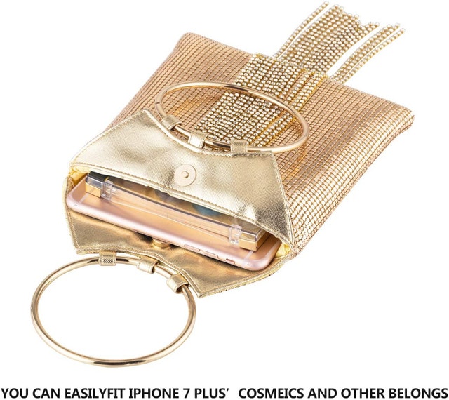 NEW Bracelet Ring Handle Cocktail Party Wedding Clutch Crystals - photo 2