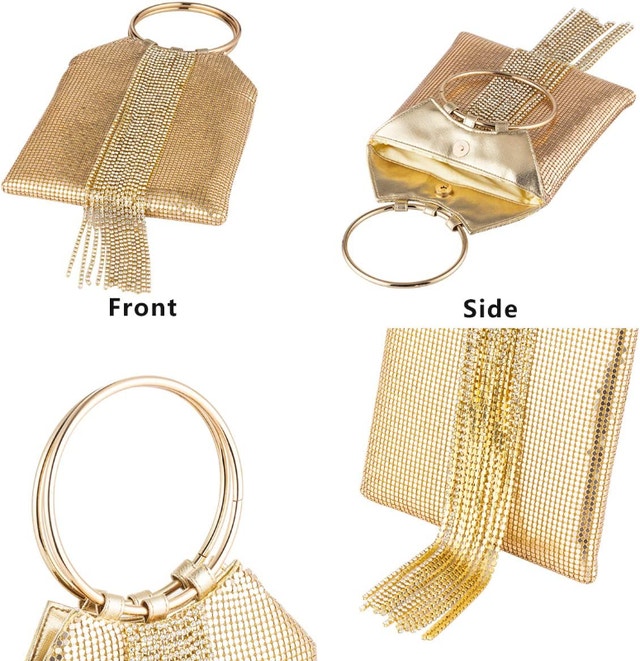 NEW Bracelet Ring Handle Cocktail Party Wedding Clutch Crystals - photo 4