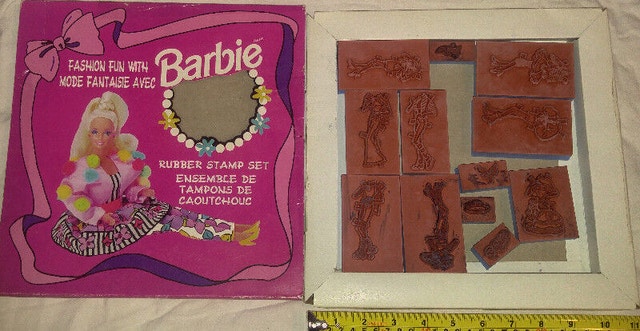 Barbie 12 Piece Rubber Stamp Set - Needs new ink pad