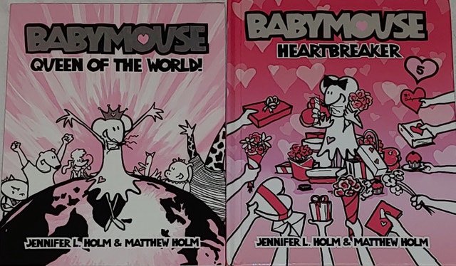 2 BabyMouse Hard Cover Books - Queen of the World & Heartbreaker