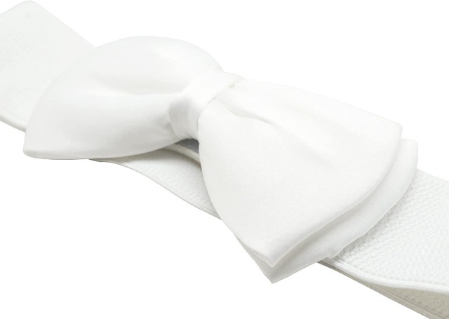 NEW White Meta-U Women Flower Elastic Wide Waist Belt