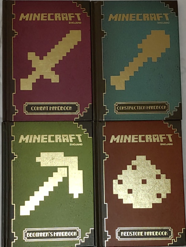 4 Minecraft Handbooks Hard Cover - Beginners, Redstone, Combat,