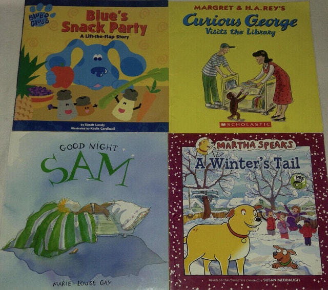4 x TV Shows Books - Blue's Clue's, Curious George, Stella & Sam