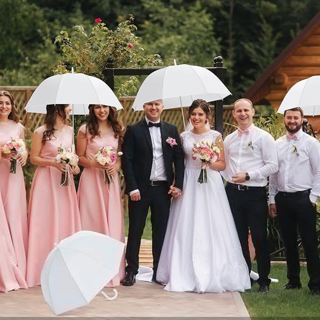NEW Fabbay WHITE Wedding Bubble Umbrellas, J Hook Handle Auto Op - photo 2