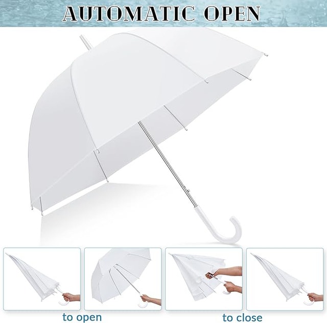 NEW Fabbay WHITE Wedding Bubble Umbrellas, J Hook Handle Auto Op - photo 3