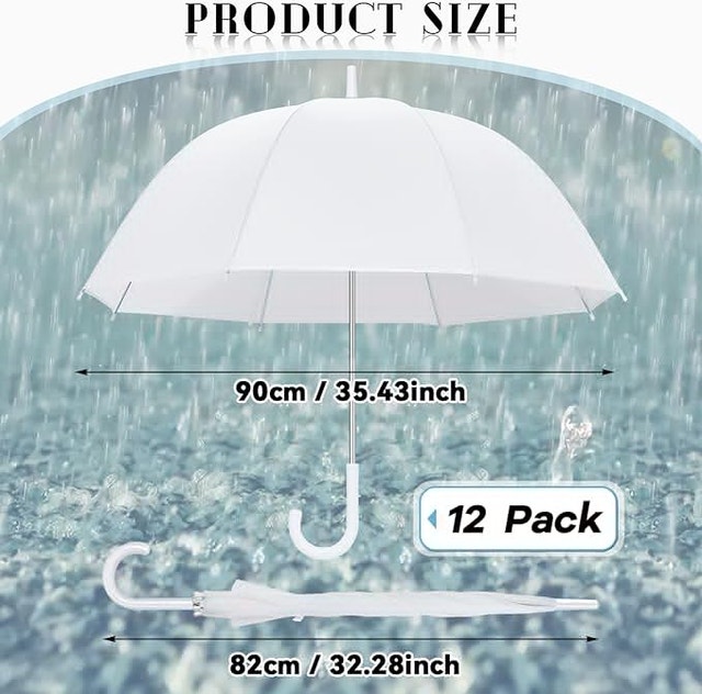 NEW Fabbay WHITE Wedding Bubble Umbrellas, J Hook Handle Auto Op - photo 4