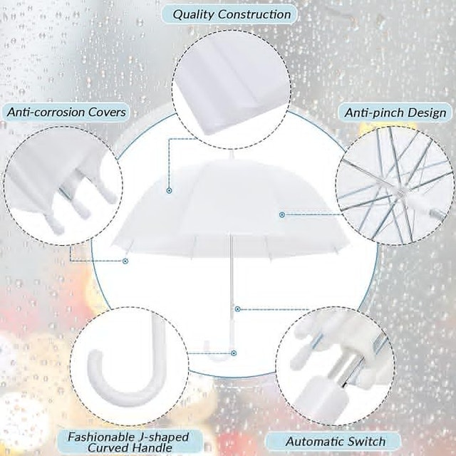 NEW Fabbay WHITE Wedding Bubble Umbrellas, J Hook Handle Auto Op - photo 5
