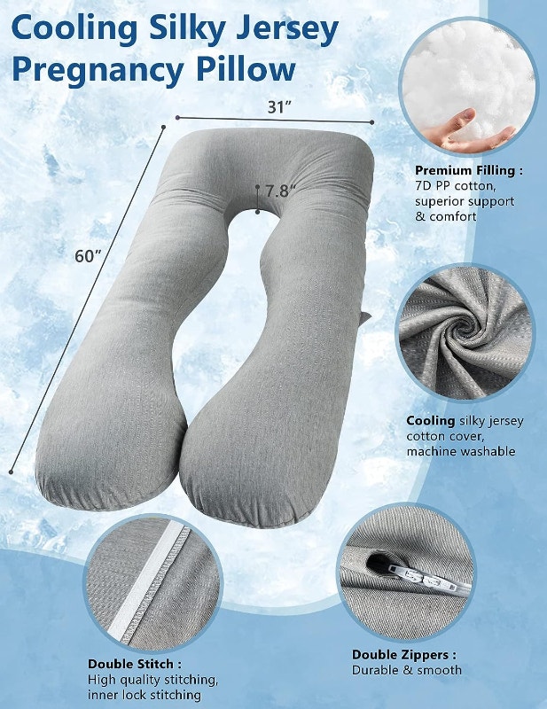 NEW 60" Meiz Pregnancy Maternity Pillow, Cooling Silky - photo 2