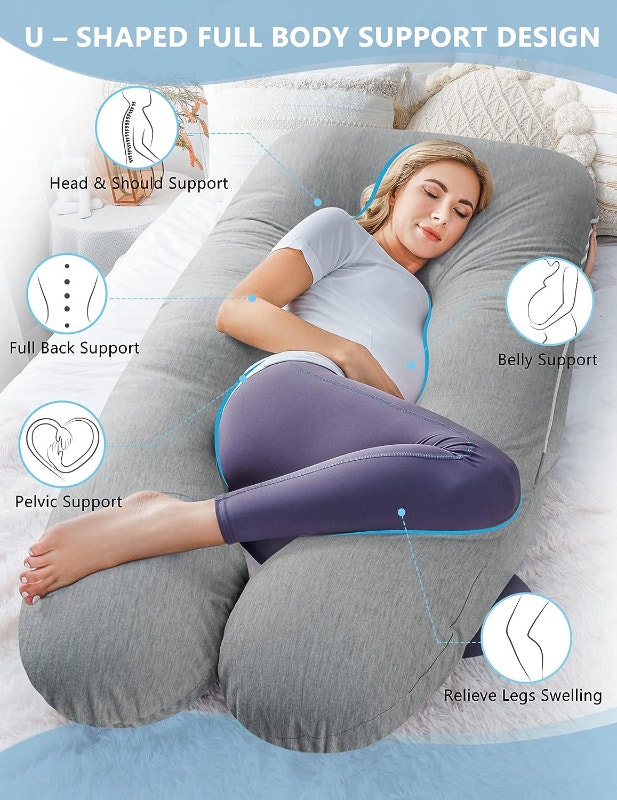 NEW 60" Meiz Pregnancy Maternity Pillow, Cooling Silky - photo 4