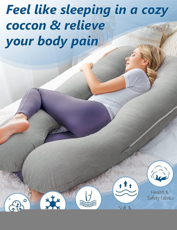 NEW 60" Meiz Pregnancy Maternity Pillow, Cooling Silky - photo 5