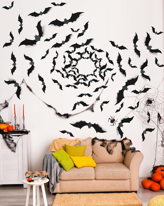 NEW 100 Pcs Halloween Decorations 3D Bats Decor, 4 Sizes - photo 2