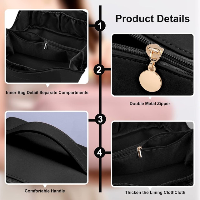 NEW Black Multifunctional Storage Makeup Bag PU Leather - photo 3
