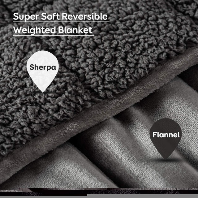 NEW 60x80" Dual Sided Grey Velvet/Sherpa 15 lbs Weighted Blanket - photo 2