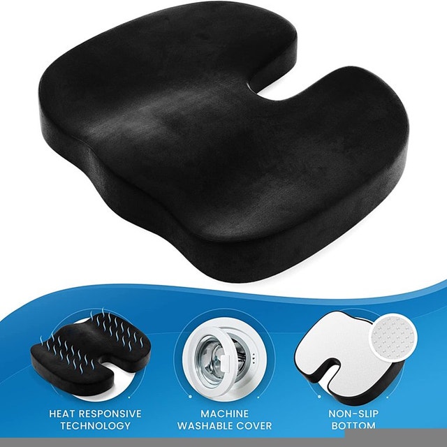 NEW Doctor Pillows Seat & Half Moon Lumbar Cushions Black Covers - photo 3