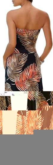NEW Small Women Strapless Floral Print Bohemian Long Maxi Dress - photo 2