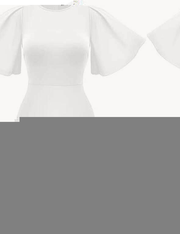 NEW White Large Memoriesea Women's Dress Basic Bodycon Ruffle - photo 2