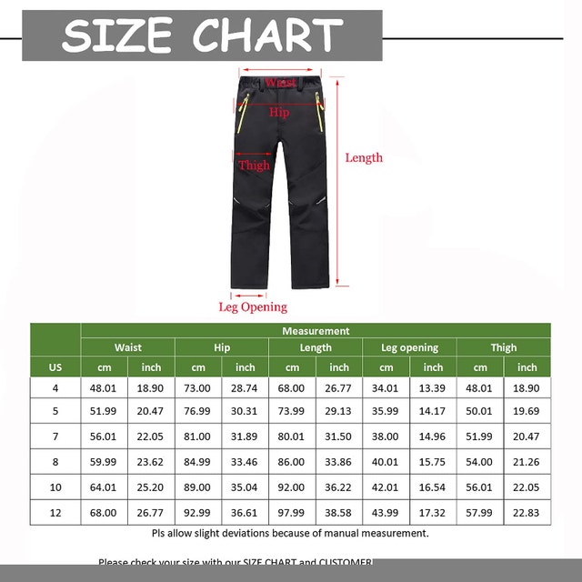 NEW LANBAOSI Black Kids Size 10 Waterproof Outdoor Lined Pants - photo 5